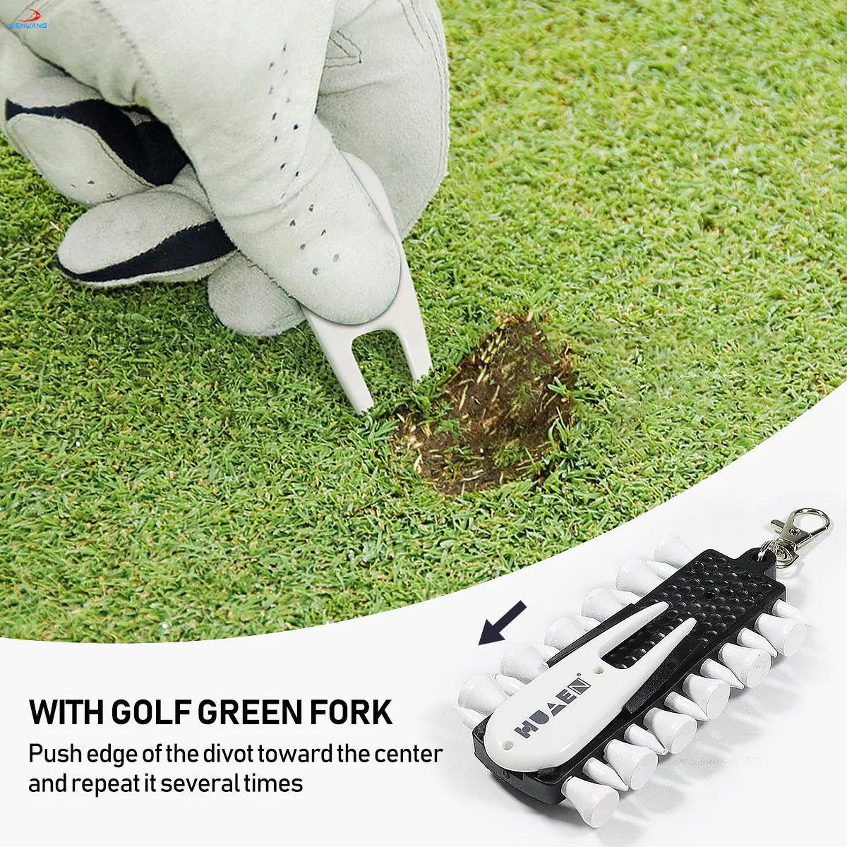 Portable Golf Tee Holder with Fork and Markers Set
