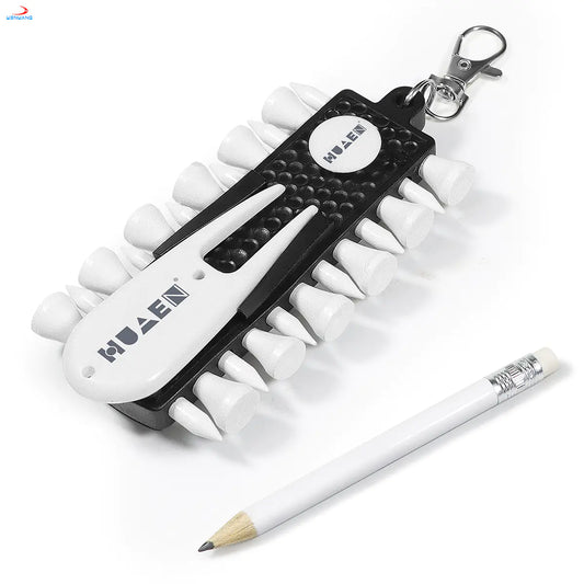 Portable Golf Tee Holder with Fork and Markers Set