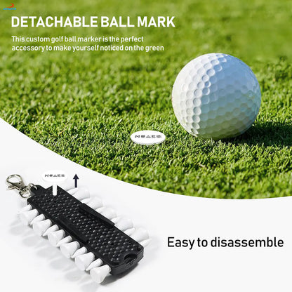 Portable Golf Tee Holder with Fork and Markers Set